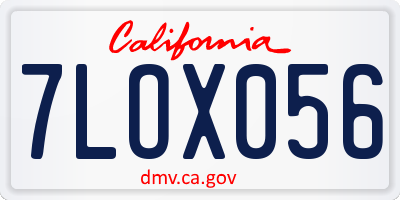 CA license plate 7LOX056