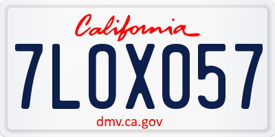 CA license plate 7LOX057