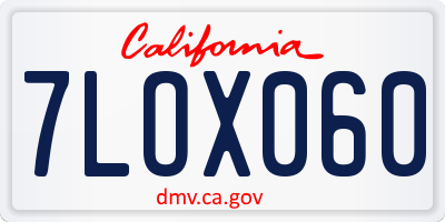CA license plate 7LOX060