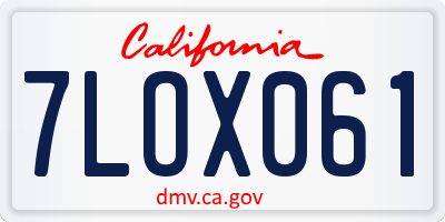 CA license plate 7LOX061