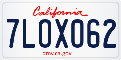 CA license plate 7LOX062