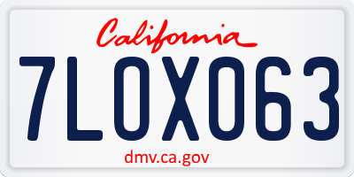 CA license plate 7LOX063