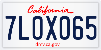 CA license plate 7LOX065