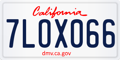 CA license plate 7LOX066