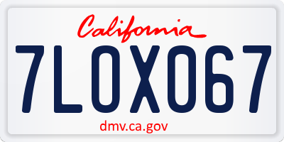CA license plate 7LOX067