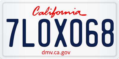CA license plate 7LOX068