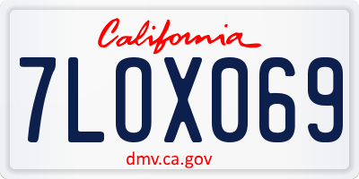 CA license plate 7LOX069