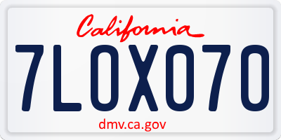 CA license plate 7LOX070