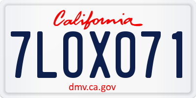 CA license plate 7LOX071
