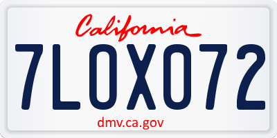CA license plate 7LOX072