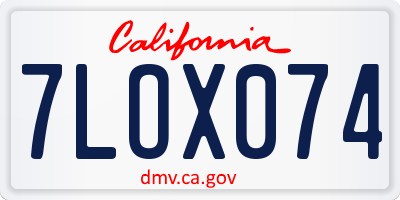 CA license plate 7LOX074