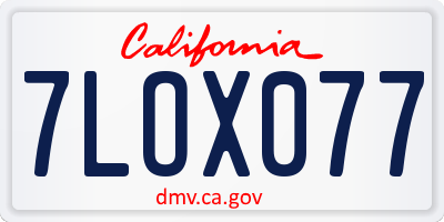 CA license plate 7LOX077