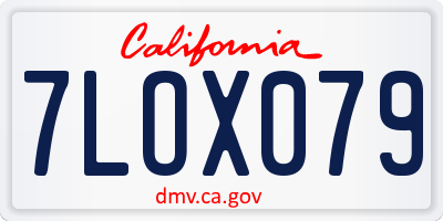 CA license plate 7LOX079