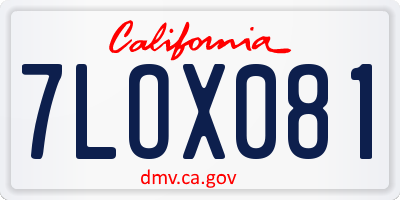 CA license plate 7LOX081