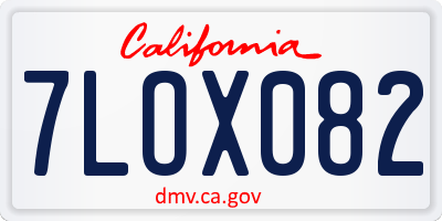 CA license plate 7LOX082