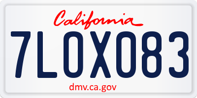 CA license plate 7LOX083