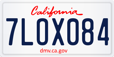 CA license plate 7LOX084