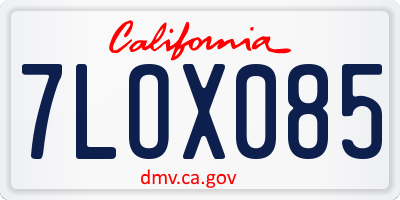 CA license plate 7LOX085