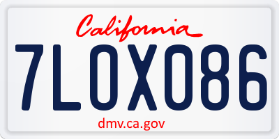 CA license plate 7LOX086