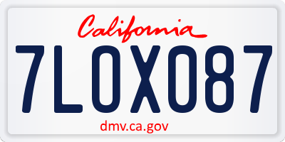 CA license plate 7LOX087