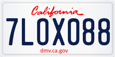 CA license plate 7LOX088