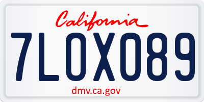 CA license plate 7LOX089