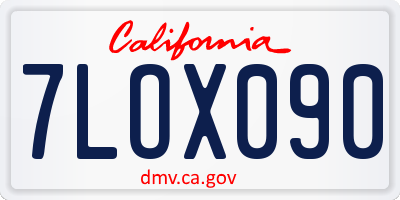 CA license plate 7LOX090