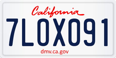 CA license plate 7LOX091
