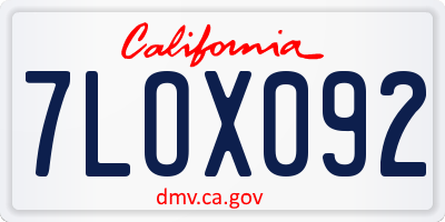 CA license plate 7LOX092