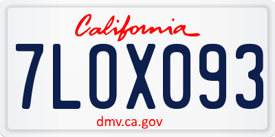 CA license plate 7LOX093