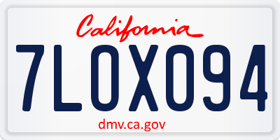 CA license plate 7LOX094
