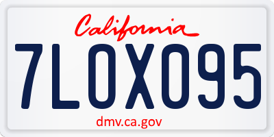 CA license plate 7LOX095