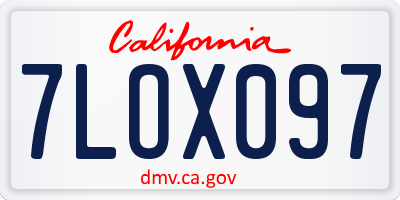 CA license plate 7LOX097