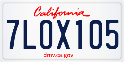 CA license plate 7LOX105