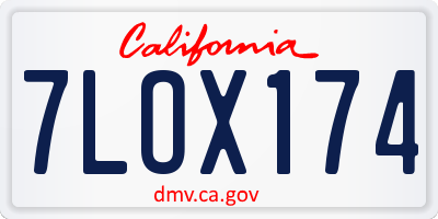 CA license plate 7LOX174