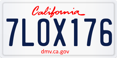 CA license plate 7LOX176