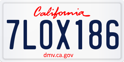 CA license plate 7LOX186