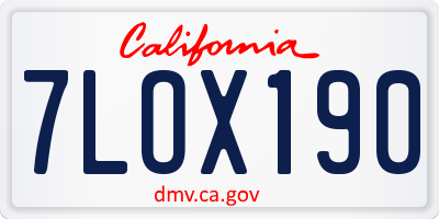 CA license plate 7LOX190