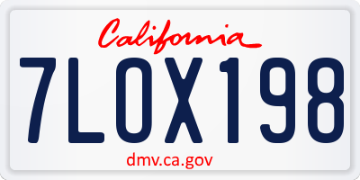 CA license plate 7LOX198