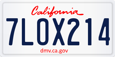 CA license plate 7LOX214
