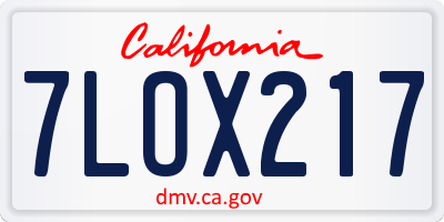 CA license plate 7LOX217