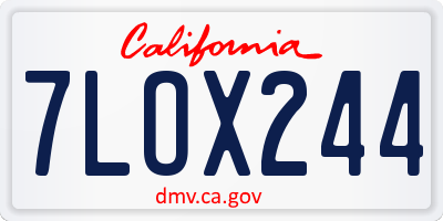 CA license plate 7LOX244