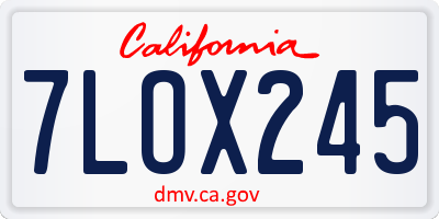 CA license plate 7LOX245