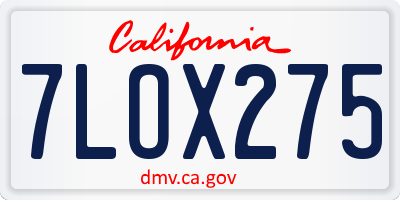 CA license plate 7LOX275