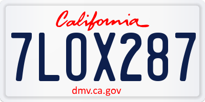 CA license plate 7LOX287