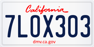 CA license plate 7LOX303