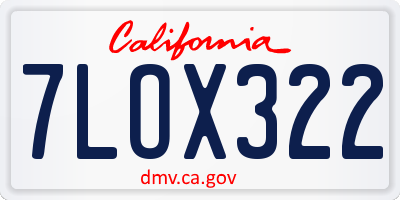 CA license plate 7LOX322
