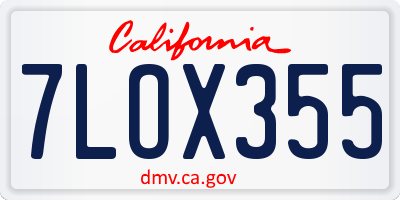 CA license plate 7LOX355