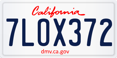 CA license plate 7LOX372