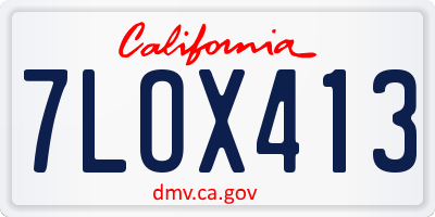 CA license plate 7LOX413